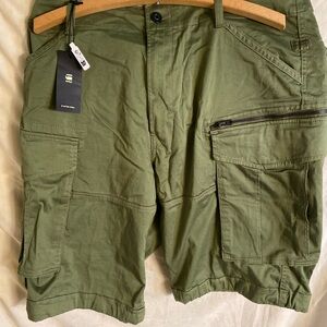 G-Star Olive Cargo Shorts with Zip Pocket - Men's